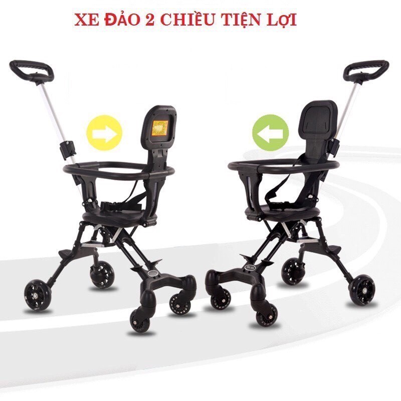 Xe đẩy cho bé, Xe đẩy gấp gọn, xe đẩy hai chiều em bé đi du lịch siêu gọn nhẹ có đệm và mái che