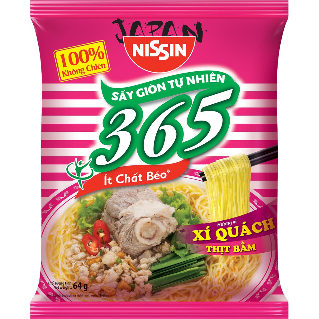 Thùng 30 gói mì không chiên Nissin 365 [đủ 4 vị] Xí Quách Thịt Bằm, Tôm Chua Cay, Lẩu Thái Hải Sản, Rong Biển | WebRaoVat - webraovat.net.vn