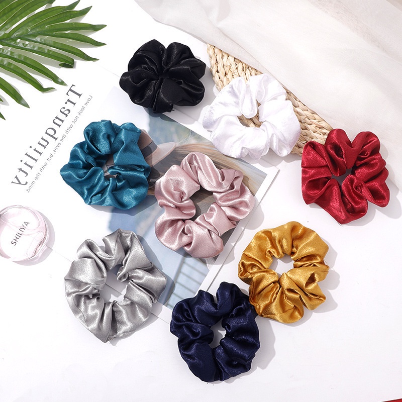 Cột tóc scrunchies vải phi bóng nữ xinh cute CT05