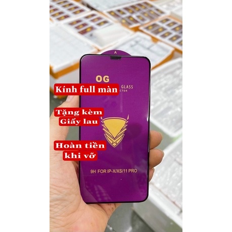 Kính cường lực full màn hình iphone OG Tím Xịn Xò,mềm mượt,ít vân tay mã 6G/7G/8G/6plus/7plus/8plus/X/Xs/Xmax/XR/11/...