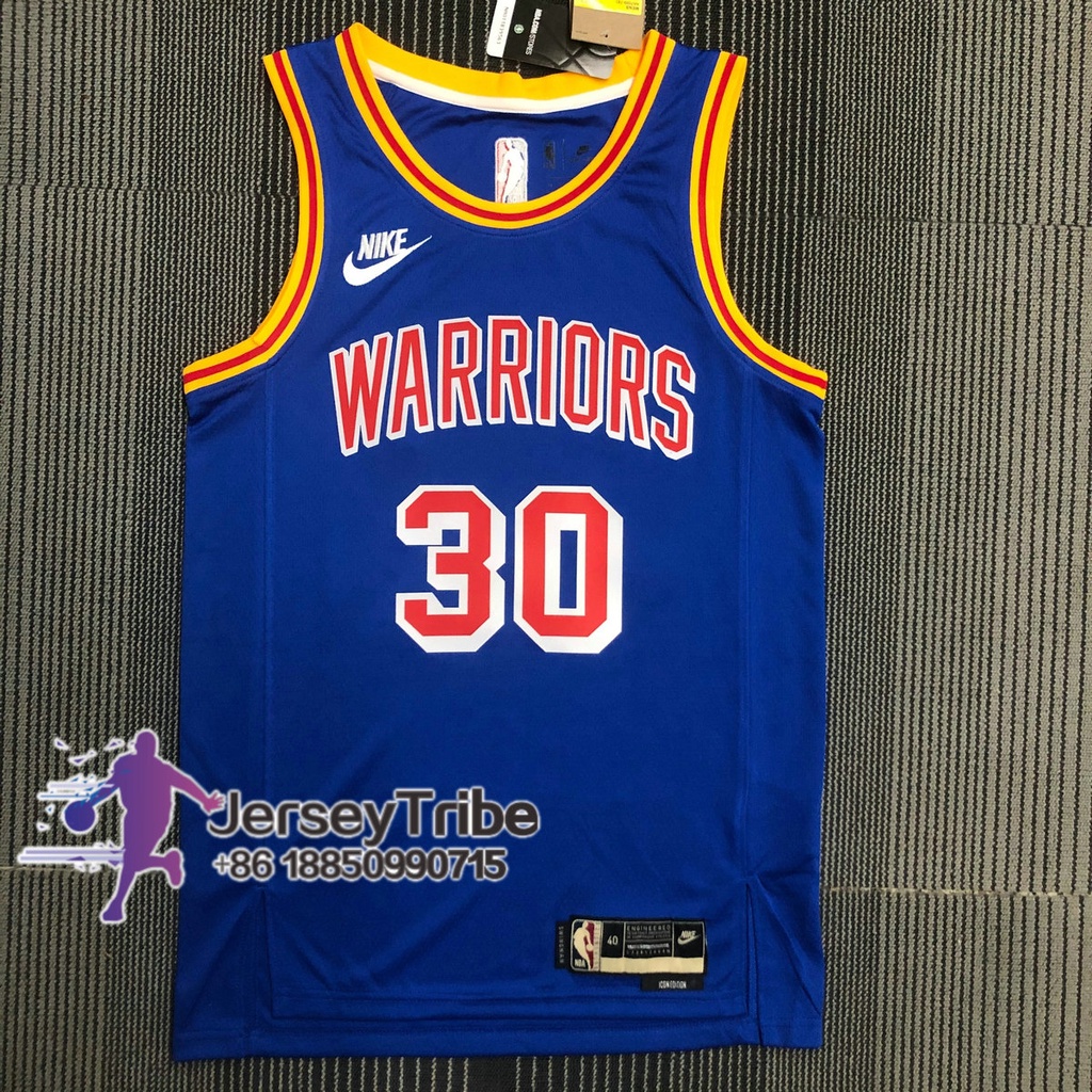 Áo Bóng Rổ Nba Gsw Gold State Warriors Cá Tính Năng Động Cho Nam #Áo Thun Bóng Đá Kỷ Niệm 75 Năm Cổ Điển Stephen Curry 2021-22 Màu Xanh Dương Thêu Logo 30 Stephen Curry