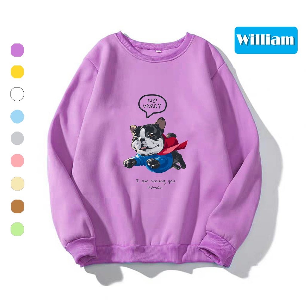 Áo sweater nam nữ in hình Cún cực cute chất nỉ dày dặn, hợp làm áo cặp William - DS189