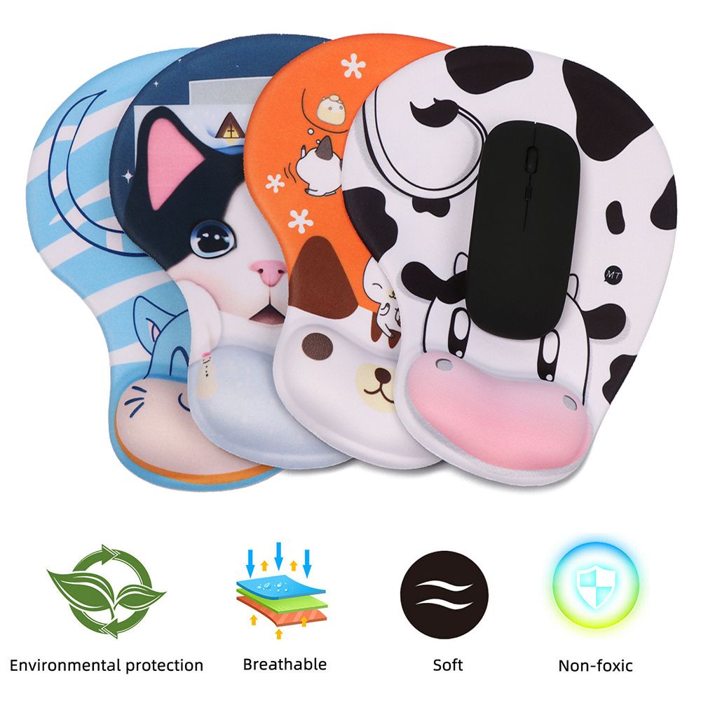 Miếng lót chuột mềm mại chống trượt có đệm cổ tay dày dặn họa tiết hoạt hình dễ thương