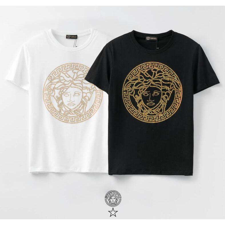 Áo Thun Tay Ngắn Chất Liệu Cotton In Hình Trái Tim Hiệu Versace Thời Trang