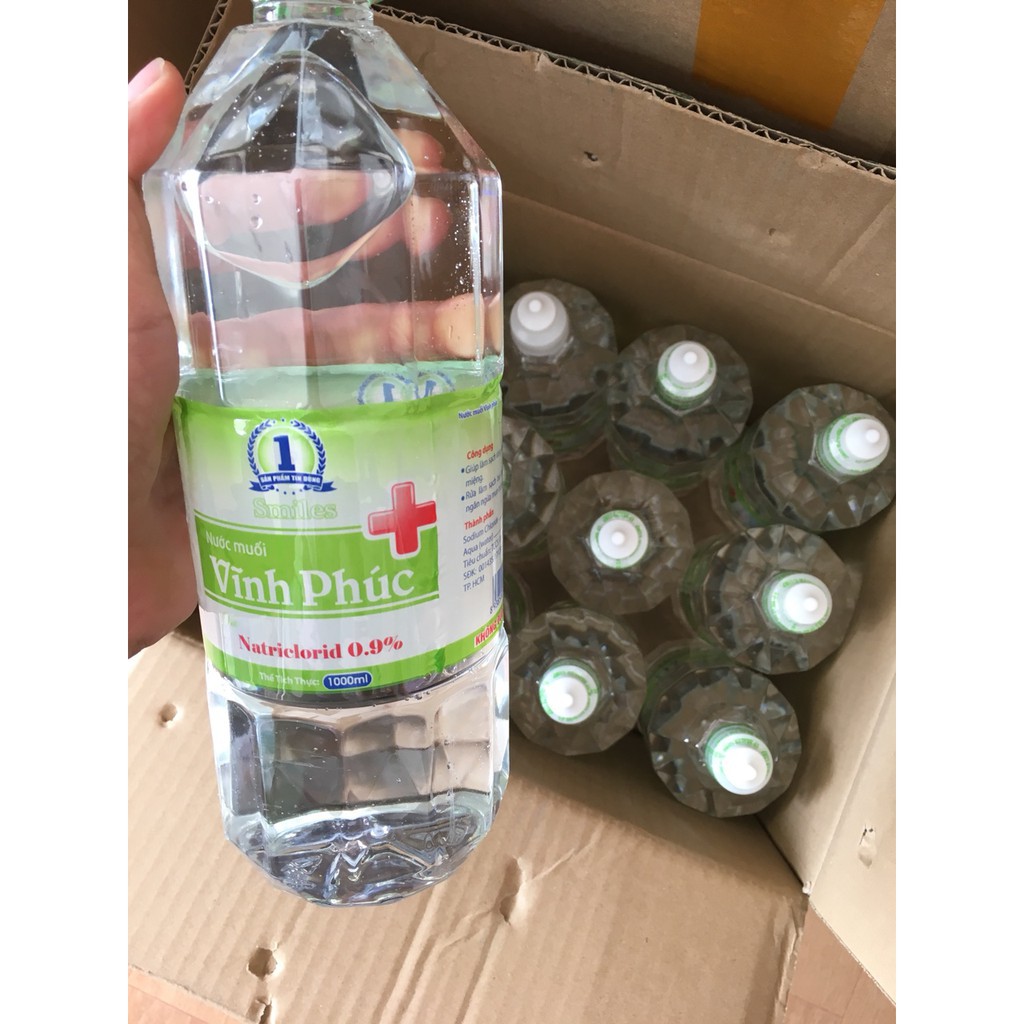 Thùng 12 Chai Nước Muối Sinh Lí 1 Lít Vĩnh Phúc