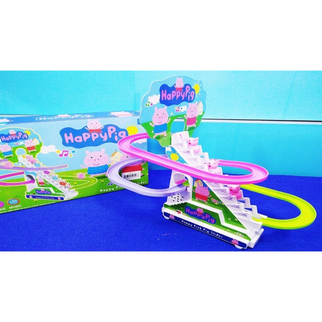 Đồ chơi peppa pig leo bậc thang, cầu trượt dùng pin, có âm