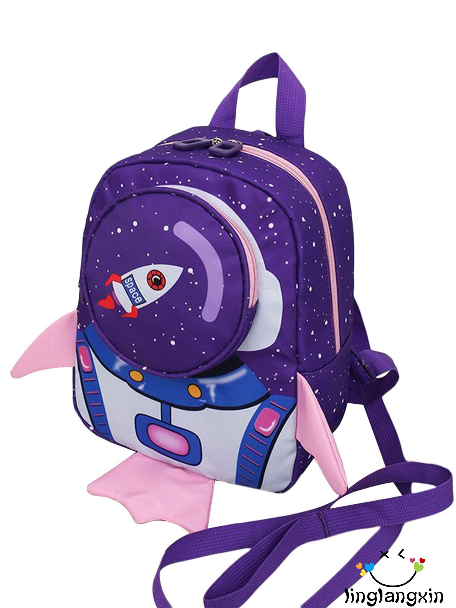 NFW♥Kids Backpack with Safety Leash, Lovely 3D Cartoon Rocket Lightweight School Bookbag