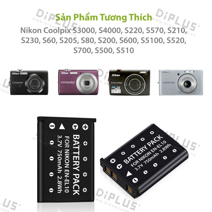 Sạc pin máy ảnh Nikon EN-EL10 S60 S80 S200 S210 S220 S230 S500 S510 S520 S570 S600 S660 S700 S3000 S4000 S5100 ENEL10
