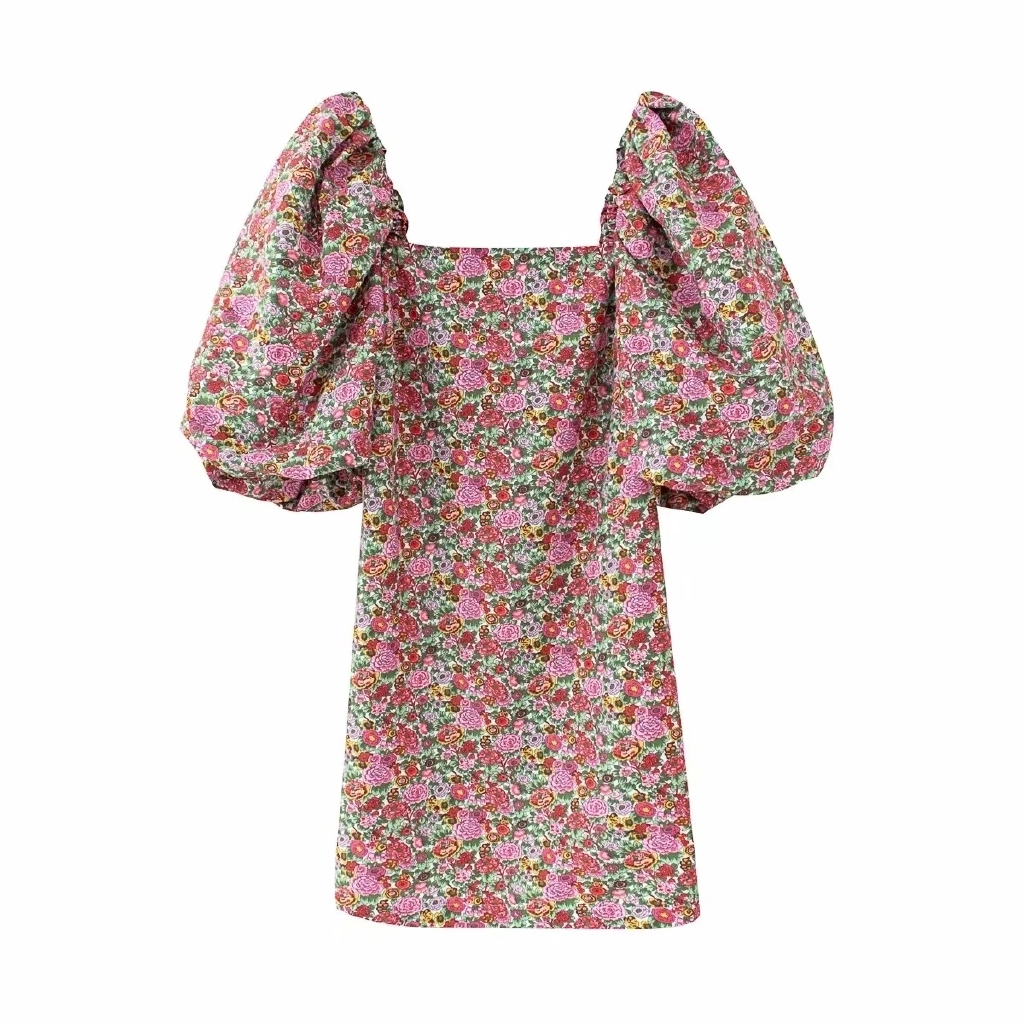 Đầm Nữ Cổ Vuông Tay Phồng In Hoa Thời Trang Mùa Hè 2020 | BigBuy360 - bigbuy360.vn