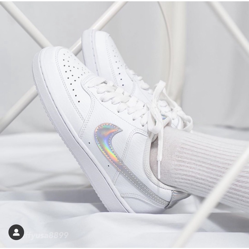 Giày Nike Chính Hãng FREESHIPNike Court Vision Allwhite - Hologram - Pink - Giày Thể Thao Unisex - Simple Sneaker