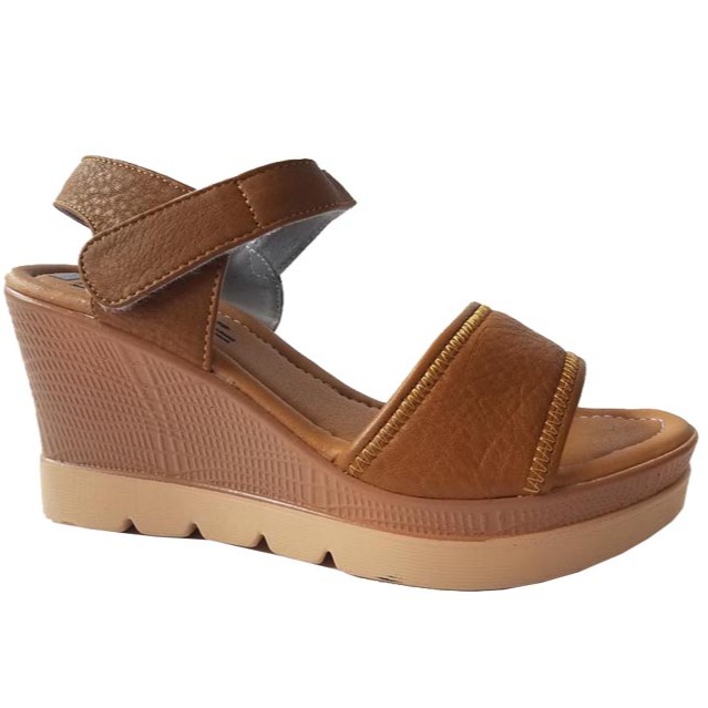 Giày sandal xuồng nữ da bò BIGGBEN cao 7 phân HKD073