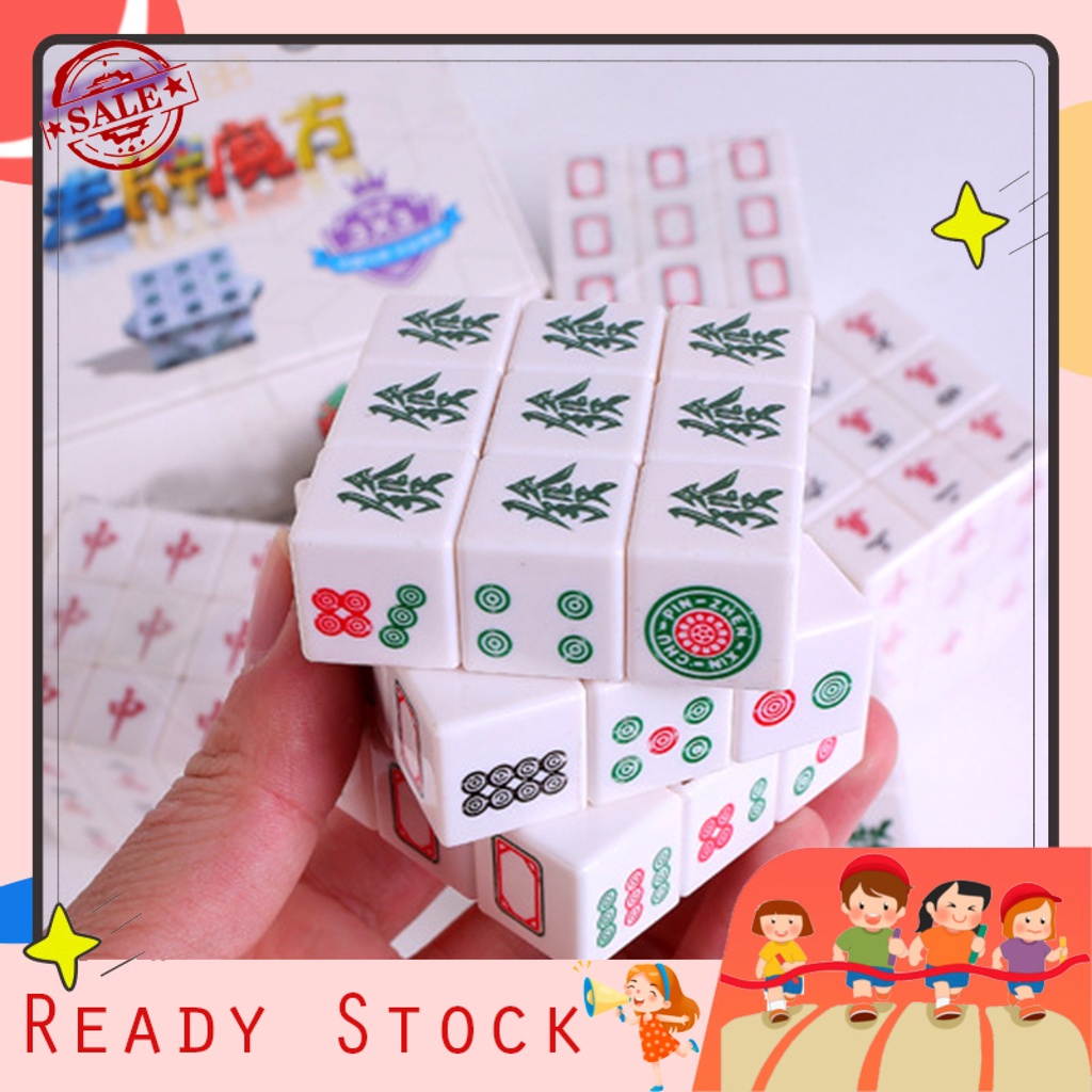 <Sabaya> Rubik Cube Mahjong Pattern Stress Relieve ABS 3 Order Mahjong Rubik Cube for Gifts