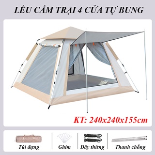 Lều dã ngoại tự bung 4-6 người chống nước chống tia tử ngoại KT 2m4x2m4 - Lều cắm trại tự bung