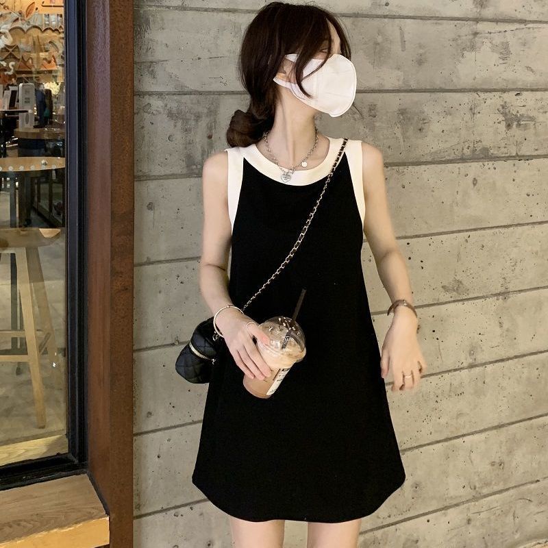 Đầm Chữ A Không Tay Màu Sắc Tương Phản Thời Trang Mùa Hè Dành Cho Nữ