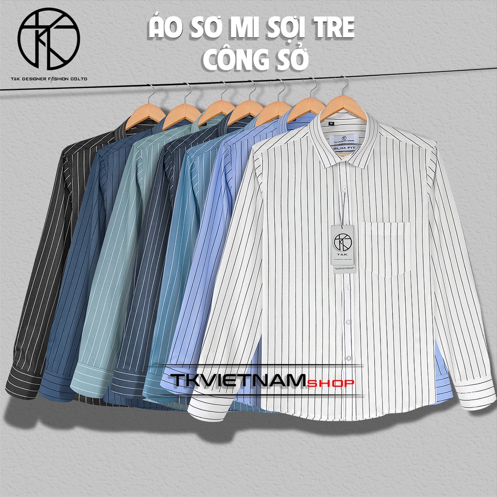 Áo sơ mi kẻ sọc nam dài tay, phong cách công sở. chất liệu sợi tre, Dáng Slimfit ôm nhẹ vừa vặn