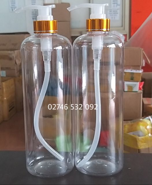 Chai Nhựa 1000mL Vòi Van Thân Trong Tiện Dụng