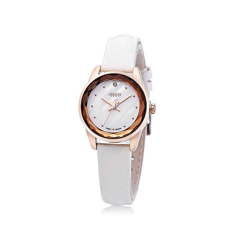 Đồng hồ nữ Julius Hàn Quốc JA-723B dây da cá tính (Trắng)