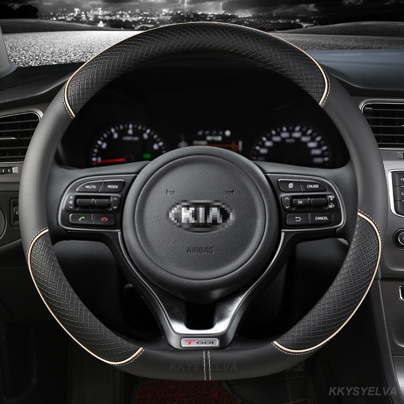 Bao Da Bọc Vô Lăng Xe Hơi 38cm 15" Cho Kia Rio 2 3 4 X Line Kombi Sedan K2 K3 K4 K5 KX1 KX3 KX5