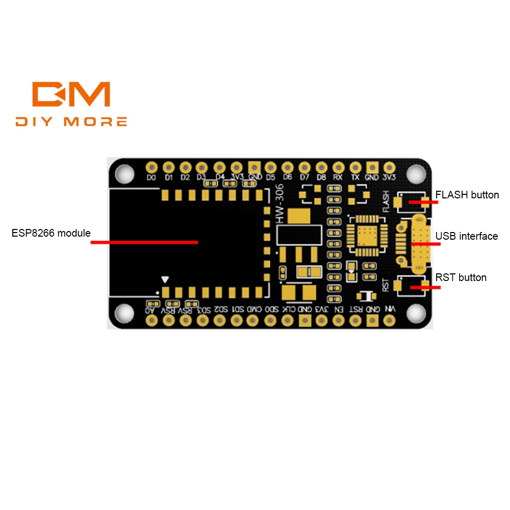 Bảng mạch phát triển DIYMORE Nodemcu Lua V2.1 ESP8266 ESP-12E Micro USB-CH9102X chuyên dụng chất lượng cao