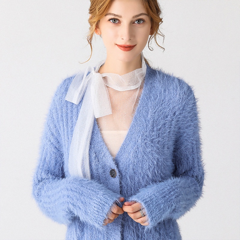 Cổ Áo Sơ Mi Lưới Đính Kim Sa Và Nơ Họa Tiết Chấm Bi Có Thể Tháo Rời Thời Trang Cho Nữ