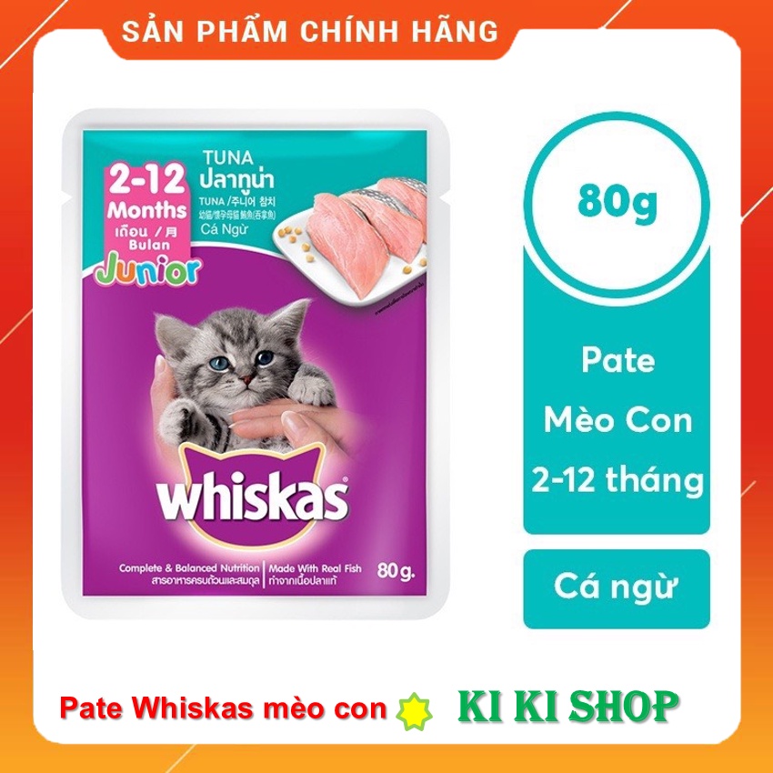 [GIÁ SẬP SÀN– HÀNG CHÍNH HÃNG] [80g] PATE CHO MÈO CON VÀ MÈO LỚN - WHISKAS GÓI