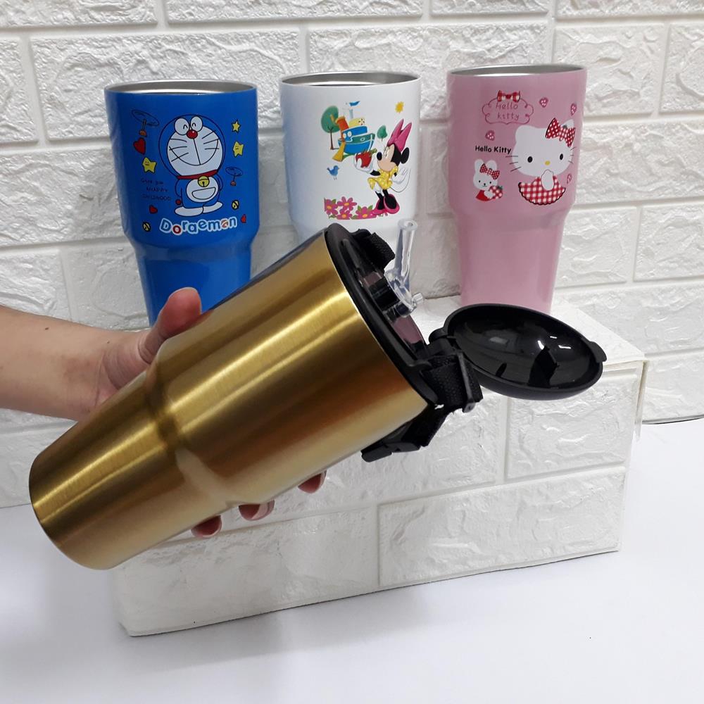 Ly giữ nhiệt Thái Lan 900ml có Dây đeo+Ống hút Inox bình nước cách nhiệt Mã 22008b