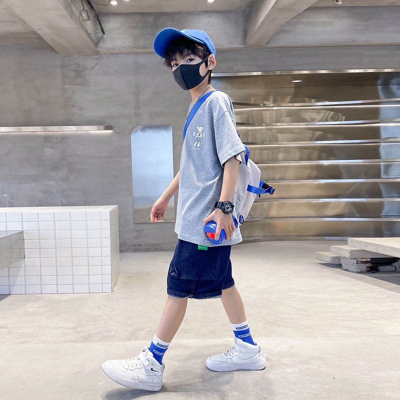 Bộ Quần Áo Thun Ngắn Tay Thời Trang Mùa Hè Năng Động Dành Cho Bé Trai