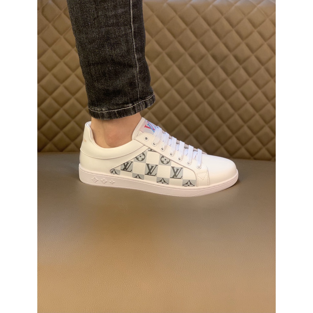 Giày sneakers nam da thật cao cấp Louis Vuitton LV hiện đại họa tiết độc đáo