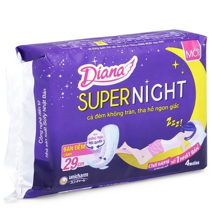 Băng vệ sinh siêu thấm Diana Super Night ban đêm 29cm 4 miếng