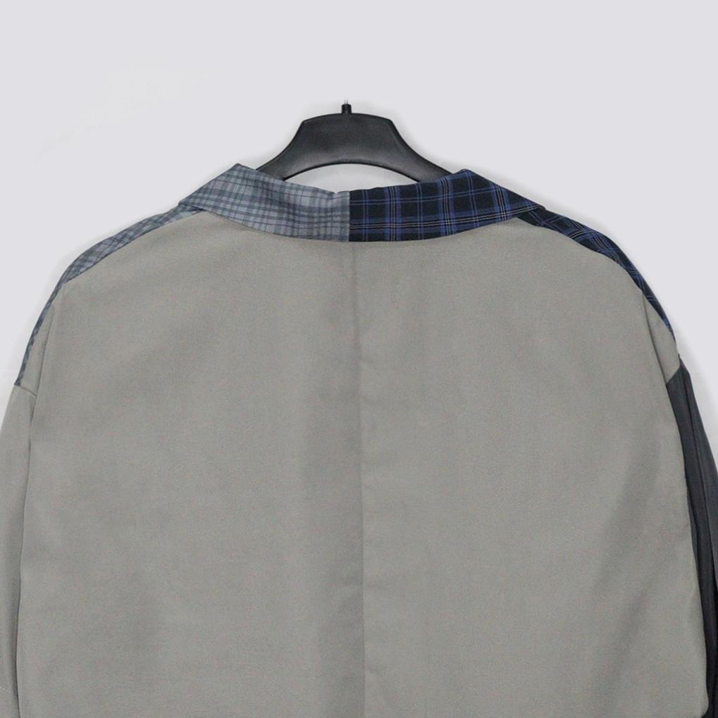 Áo khoác Blazer sọc Caro mix không cân xứng Unisex cho nam nữ thời trang độc đáo MB