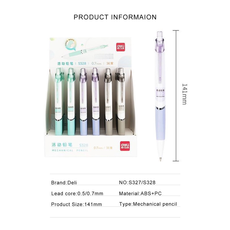 Bút Chì Bấm Bấm Ngòi 0.7/0.5MM HB Kèm Cục Tẩy Cho Học Sinh