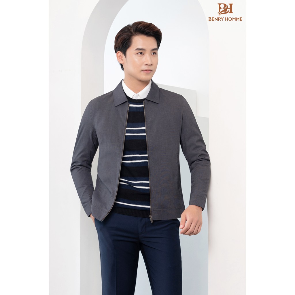 Áo khoác nam Benry, chất liệu vải tuytsi pha lông cừu, Dáng áo slim fit mặc thanh lịch, trẻ trung mã 1855BL-Benryhomme