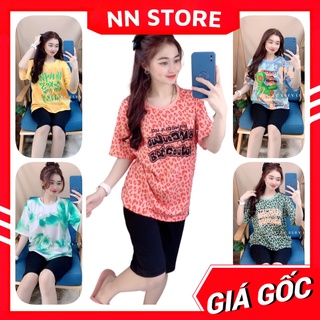 Đồ bộ nữ mặc nhà chất thun mềm mịn in hình bò sữa in hoạt hình loang màu dễ thương DBRBLCT