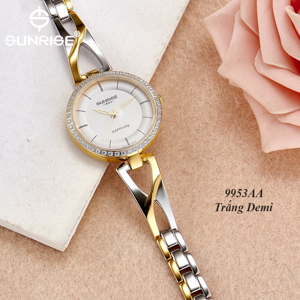 Đồng hồ nữ Sunrise 9953AA Đính đá kính Sapphire chống xước chống nước tốt - Fullbox chính hãng