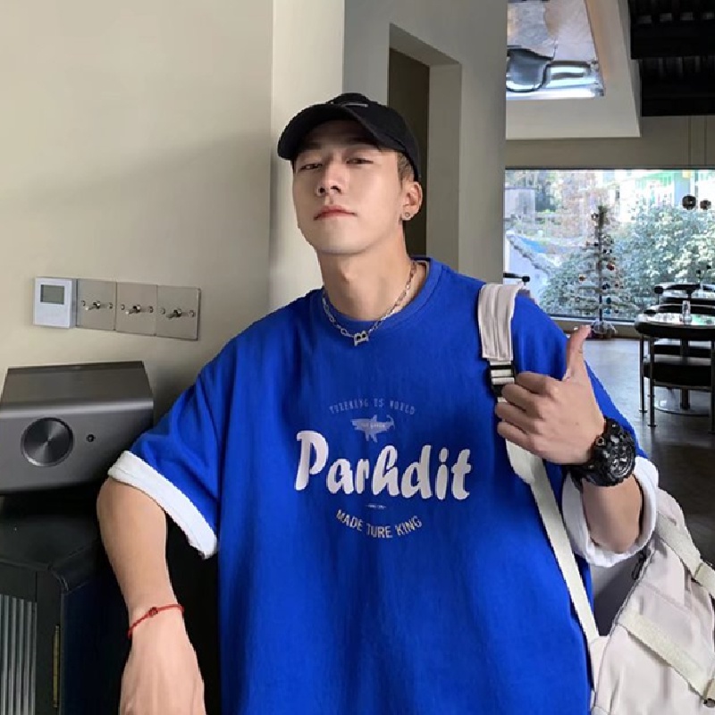 Áo Thun Nam Dáng Rộng In Chữ Phong Cách Hip Hop Hàn Quốc Thời Trang Mùa Hè Thoải Mái Cỡ Lớn M-8XL