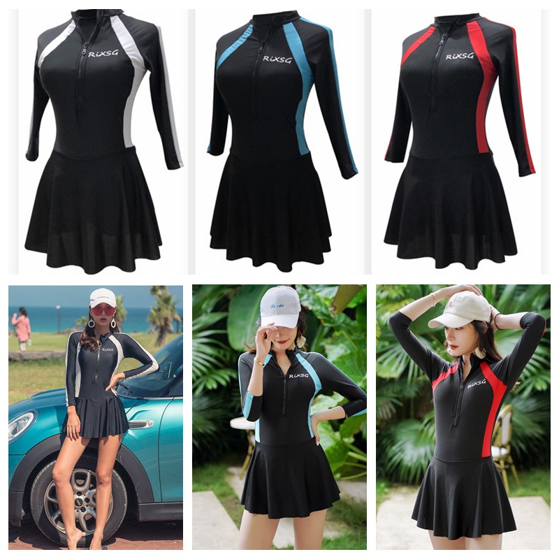 Đầm Bơi Một Mảnh Tay Dài Chống Nắng Phong Cách Thể Thao Thời Trang Mùa Hè Cho Nữ