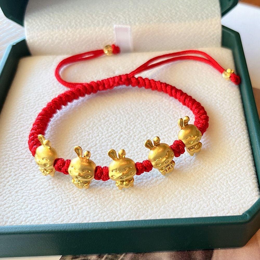 Vòng Tay Thỏ Cung Hoàng Đạo Handmade Có Thể Điều Chỉnh Làm Quà Tặng Năm Mới|Vòng Đeo Tay Xâu Hạt May Mắn