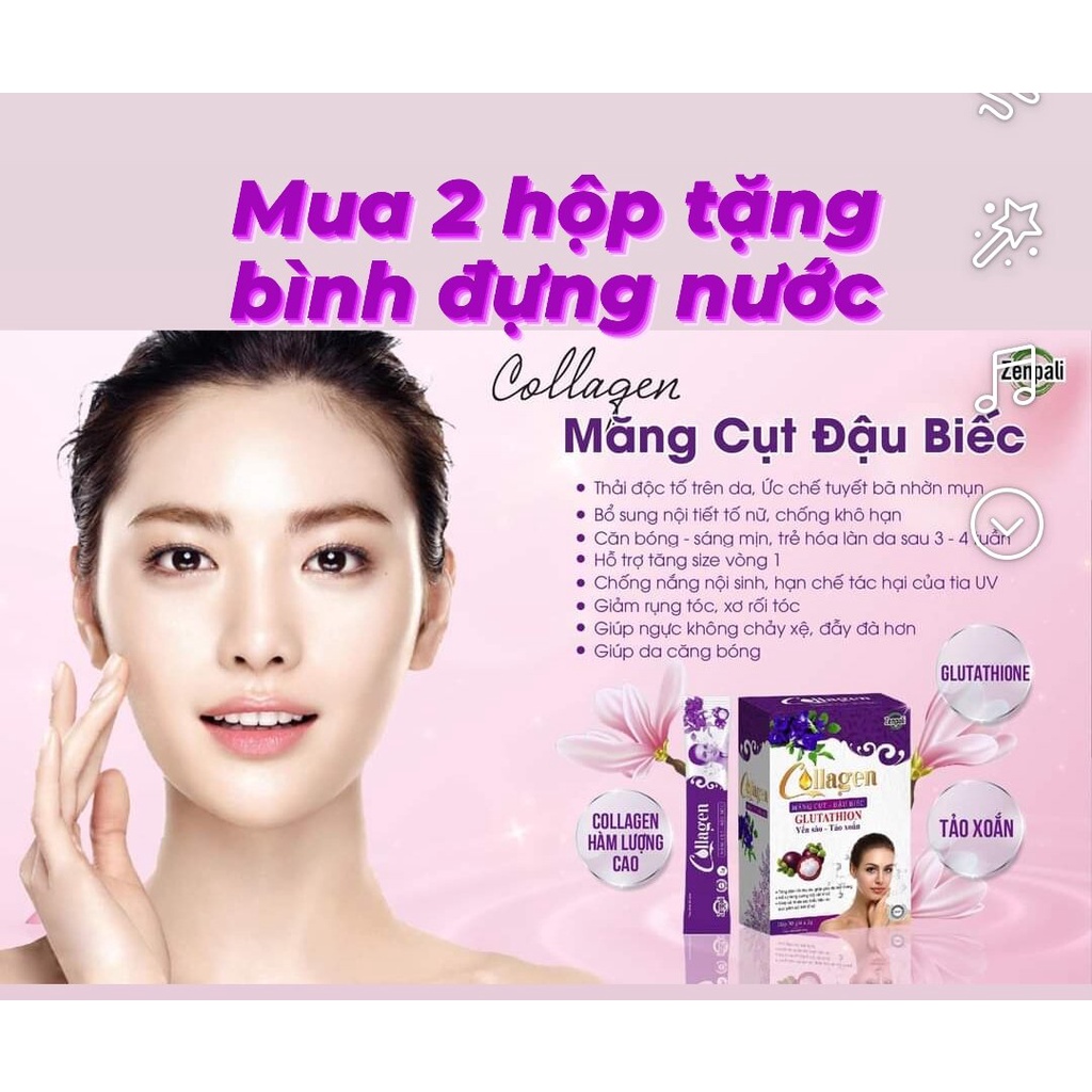 Collagen măng cụt và hoa Đậu biếc zenpali Hộp 30 gói