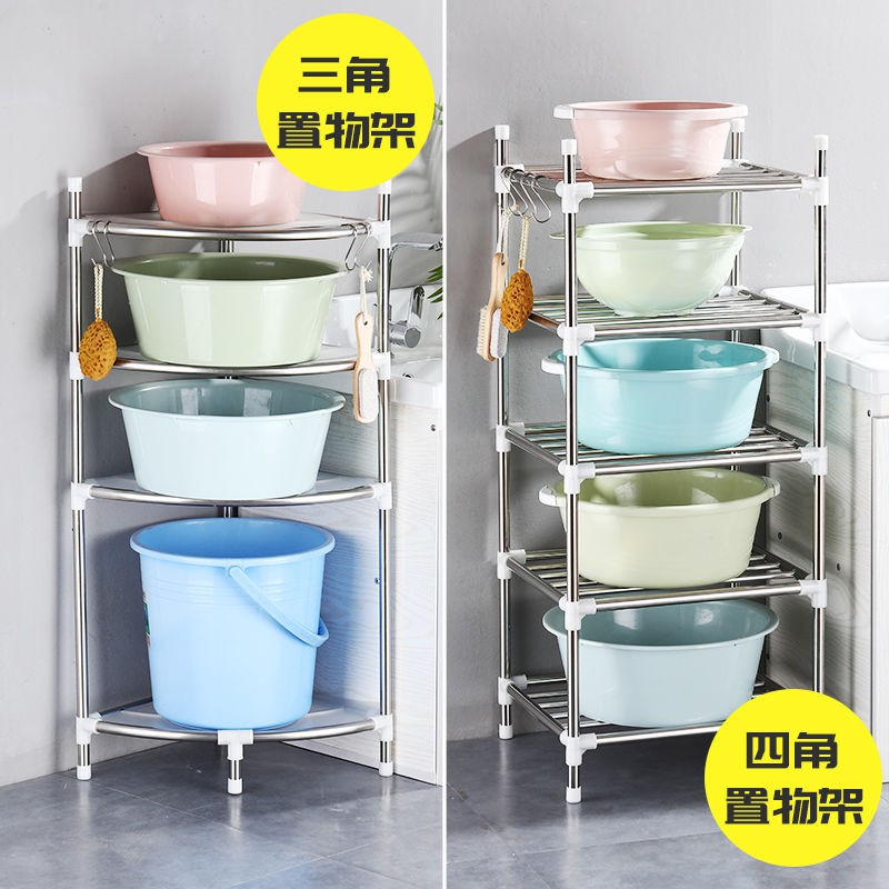 Kệ inox 304 dày 2-8 lớp giá chậu rửa nhà tắm để đồ đặt sàn đa năng <