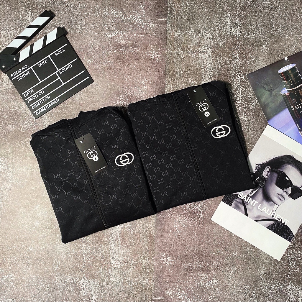 Áo Khoác Nam Thun Da Cá Dày Dặn Họa Tiết Gucci Thời Trang Hot Trend 2021