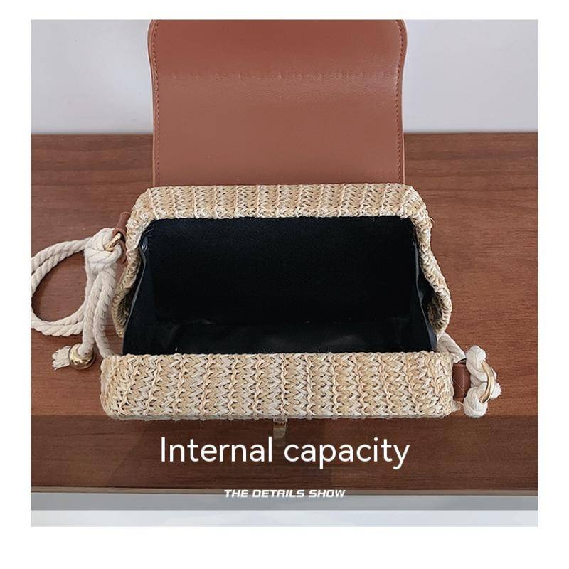 Túi Xách Đan Rơm Dáng Vuông Nhỏ Có Khóa Thời Trang Cho Nữ 8986#