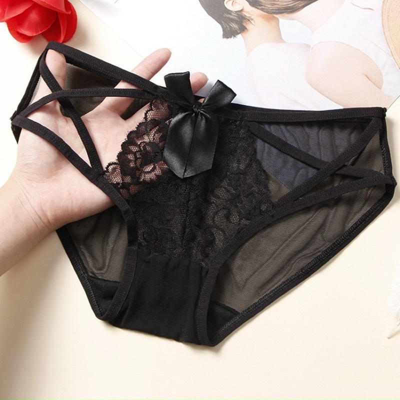 Quần lót ren đan dây sườn đính nơ trước sexy gợi cảm mã 922