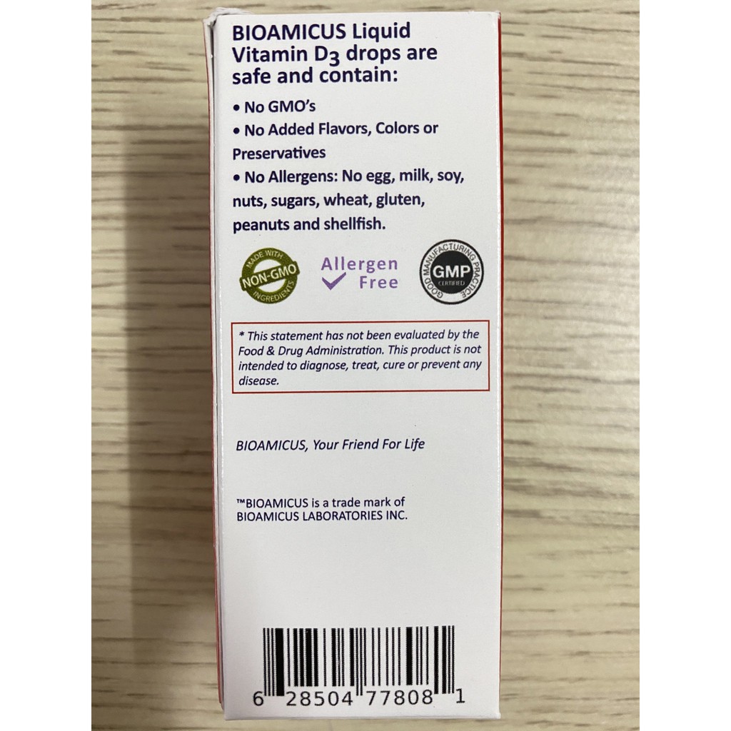 Bioamicus Vitamin D3 - Bổ Sung Vitamin D3 Giúp Phát Triển Xương, Răng Ở Trẻ ( Chai 10.3ml ) - Canada