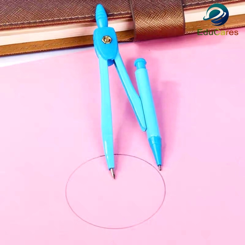 Compa chì kim bấm 2 màu xanh, hồng - Kèm ruột chì kim thay thế tiện dụng