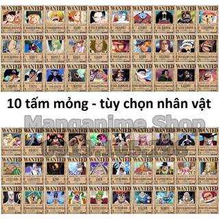 [Tùy chọn nhân vật] Bộ 10 tấm truy nã onepiece wanted poster loại mỏng