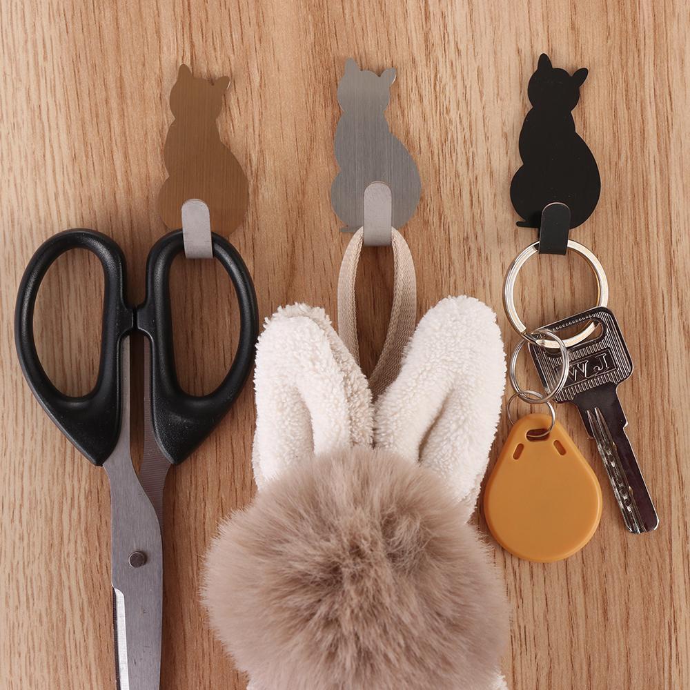 KUNHEV Set 2 Móc Treo Đồ Gắn Cửa Họa Tiết Mèo Dễ Thương Giá Đỡ