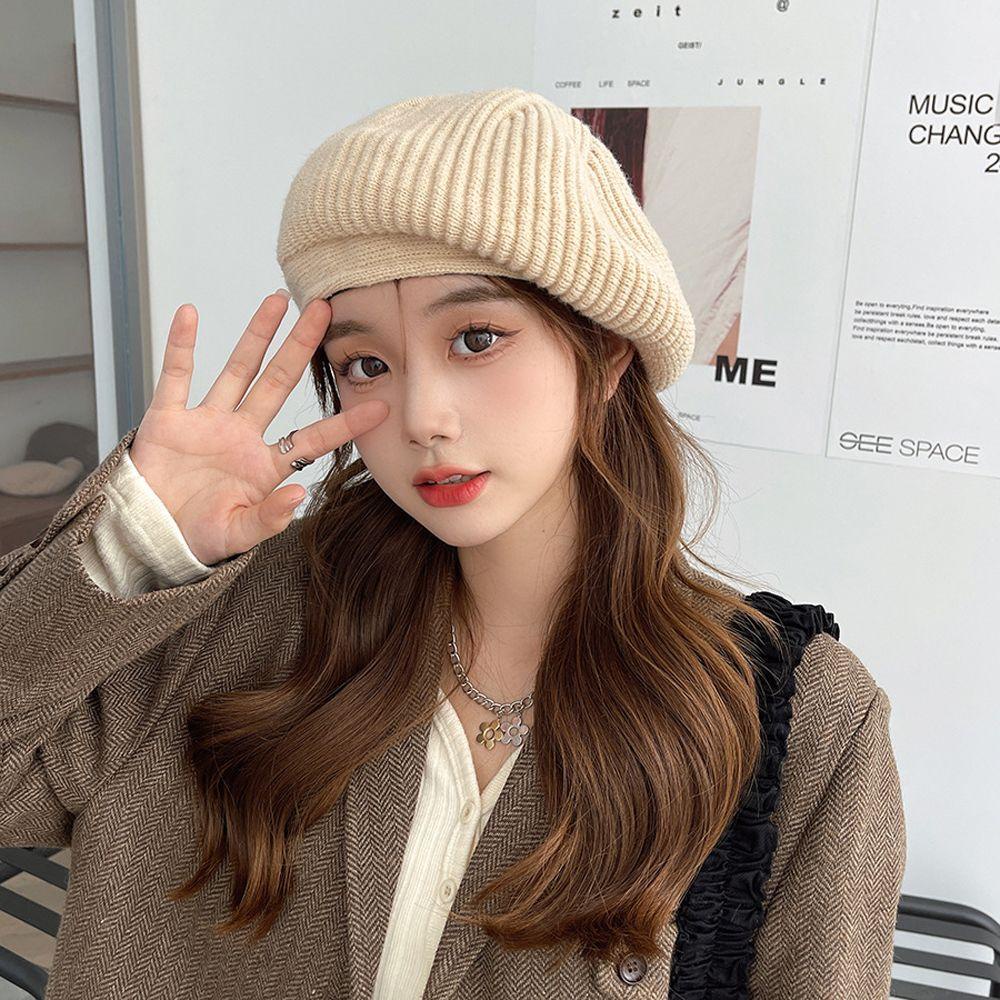 Mũ Nồi Dệt Kim Mềm Mại Co Giãn Phong Cách Nhật Bản Thời Trang Mùa Đông Cho Nữ
