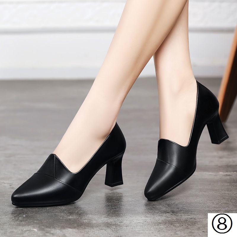Giày Cao Gót Da Mềm Dày Dặn Thoải Mái Thời Trang Thu Đông 2021 Cho Nữ