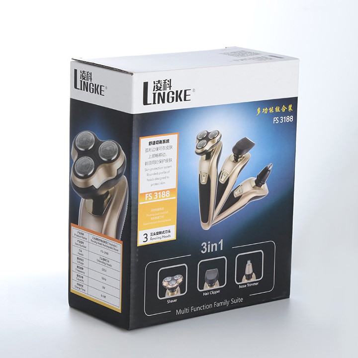 Máy Cạo Râu LỚN LINGKE phân phối bởi JUBILEE MART, Tặng kèm đầu tỉa lông mũi và tông đơ
