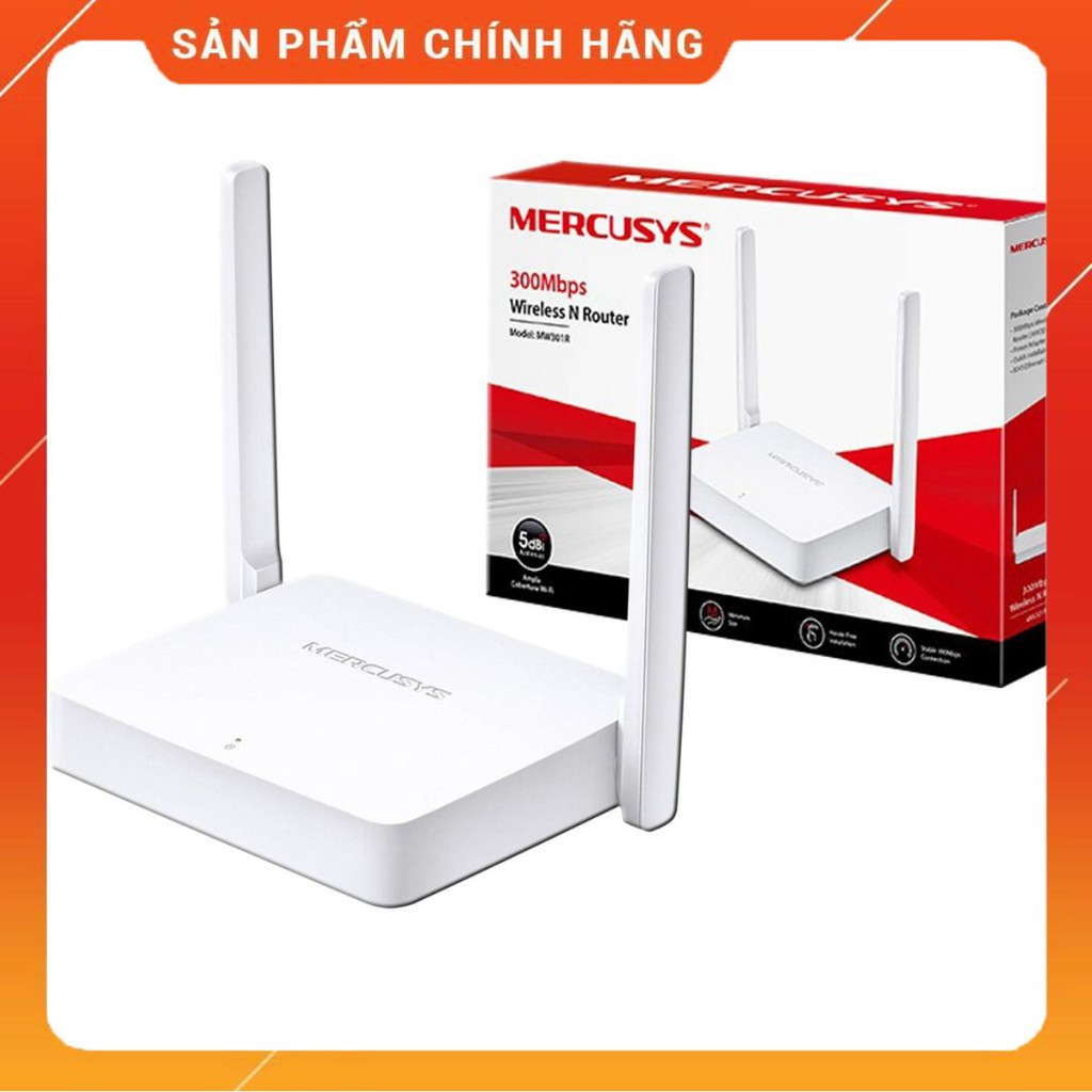 Bộ phát WiFi 2 Râu Mercusys MW301R chuẩn N tốc độ 300Mbps Chính hãng